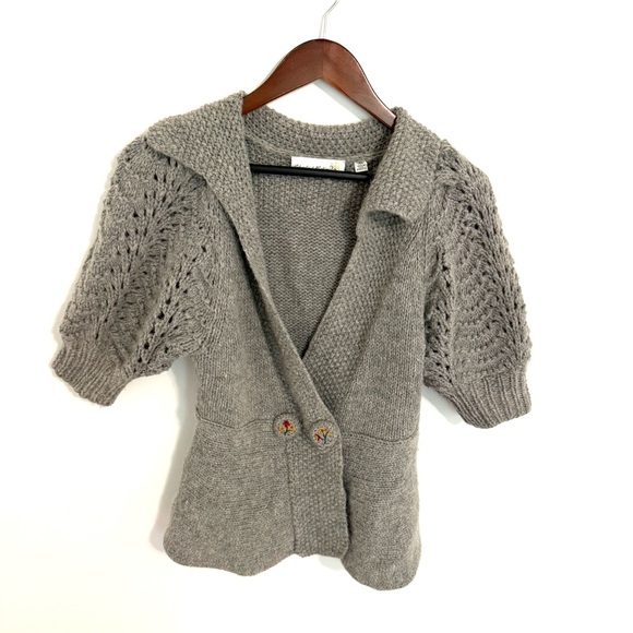 Anthropologie Sweaters - Anthropologie Charlie & Robin Wool Blend Puff Sleeve Floral Button Cardigan